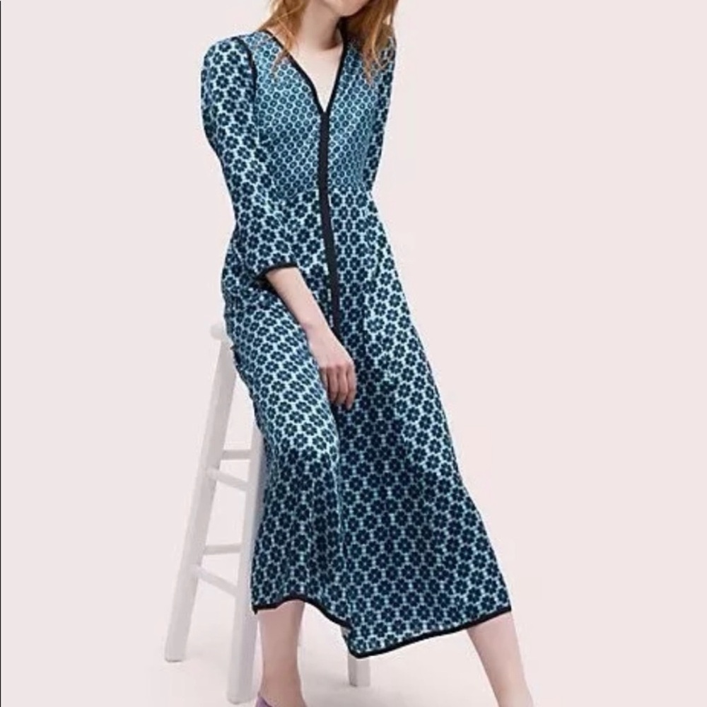Kate Spade Blue Floral Midi Dress – Size 2